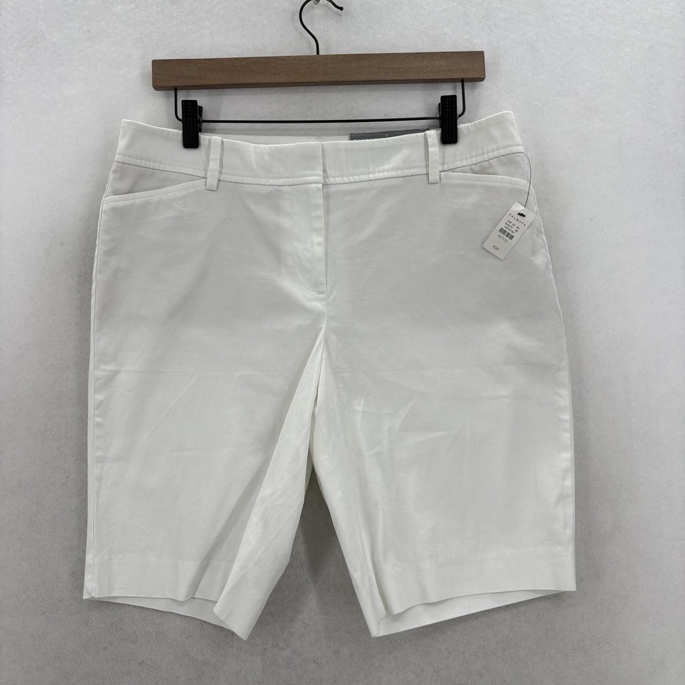 Talbots Perfect Shorts Womens 10P White Twill Bermuda Stretch Casual PreppyNWT